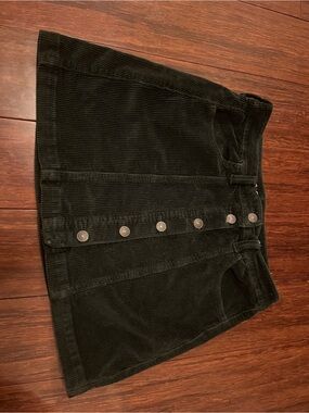 American Eagle Outfitters Black Corduroy Button Mini Skirt